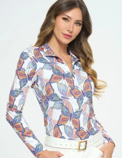 DANCING EQUESTRIAN Spring Butterfly Long Sleeve Shirt- Long Sleeve Tops