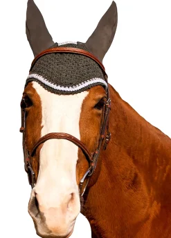 JPC EQUESTRIAN Equine Couture™ Fly Bonnet with Piping and Crystals- Ear Bonnets|Ear Bonnets