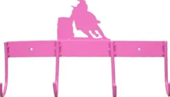 SHILOH STABLES TACK 4-Hook Flat Tack Rack with Barrel Horse Silhouette- Stable Hardware