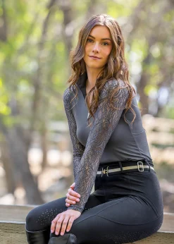 KASTEL DENMARK Ladies’ Quarter-Zip Floral Lace Long-Sleeve Shirt - 