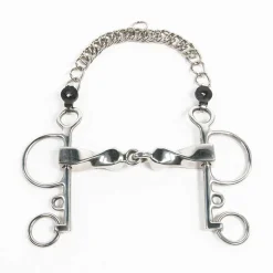 PARTRADE Metalab Jointed Twisted Pelham Bit- English Horse Bits