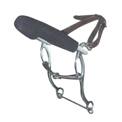 PARTRADE Metalab Solid Joint Combination Bit with Neoprene Cover Noseband with Leather Straps- English Horse Bits