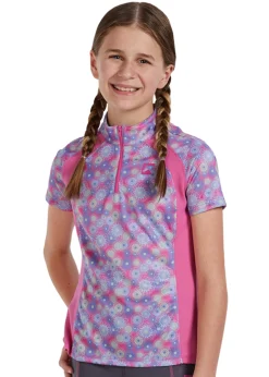 KIRSCH Riding Sport™ Kids’ Airflow Quarter-Zip Print Short Sleeve Shirt-Kids Kids' Casual Riding Clothes