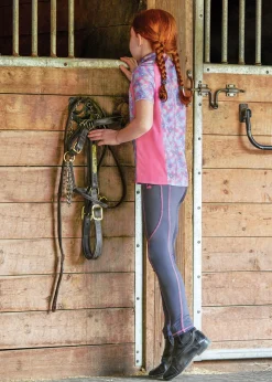 KIRSCH Riding Sport™ Kids’ Airflow Quarter-Zip Print Short Sleeve Shirt-Kids Kids' Casual Riding Clothes