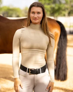 TKEQ THE SHOP TKEQ Ladies’ Chloe High-Collar Long Sleeve Top- Long Sleeve Tops