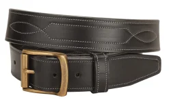 TORY LEATHER 1 1/2" Belt with Repeated Stitch Pattern- Belts