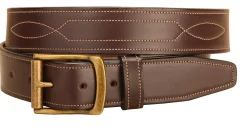 TORY LEATHER 1 1/2" Belt with Repeated Stitch Pattern- Belts