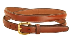 TORY LEATHER 3/4" Raised Belt with Brass Buckle & Nameplate Space- Belts