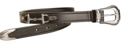 TORY LEATHER Belt with Bits and Silver-Colored Three-Piece Buckle Set- Belts