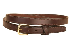TORY LEATHER Crossed Keeper Belt with Brass Buckle- Belts