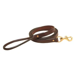 TORY LEATHER Flat Creased Leather Dog Leash with Rolled Leather Handle- Collars & Leashes