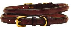 TORY LEATHER Narrow Square-Raised Dog Collar with Nameplate Space- Collars & Leashes