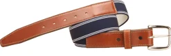 TORY LEATHER Striped Elastic and Leather Belt- Belts