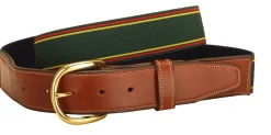 TORY LEATHER Striped Elastic and Leather Belt- Belts